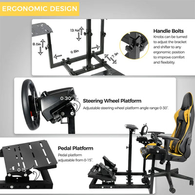 Marada Flight Simulator Cockpit Racing Steering Stand Adjustable Fit for Thrustmaster HOTAS Warthog