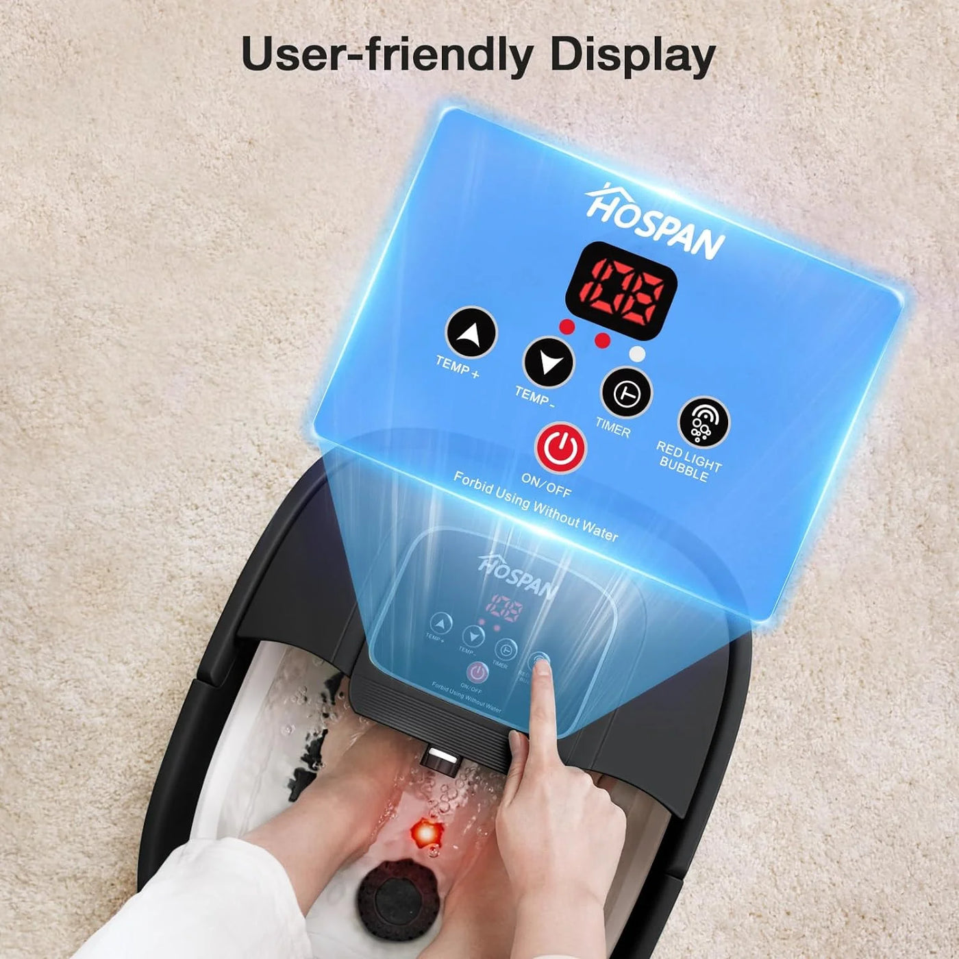 YOZIHAYL Collapsible Foot Spa with Heat Bubble Red Light and Temperature Control Foot Bath Massager with 8 Shiatsu Massage Rollers Pedicure Foot Spa for Relaxation and Stress Relief