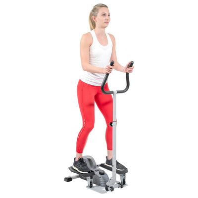 Sunny Health & Fitness Compact Magnetic Standing Elliptical Machine w/ Handlebars - Portable Workout Stepper for Home, SF-E3988