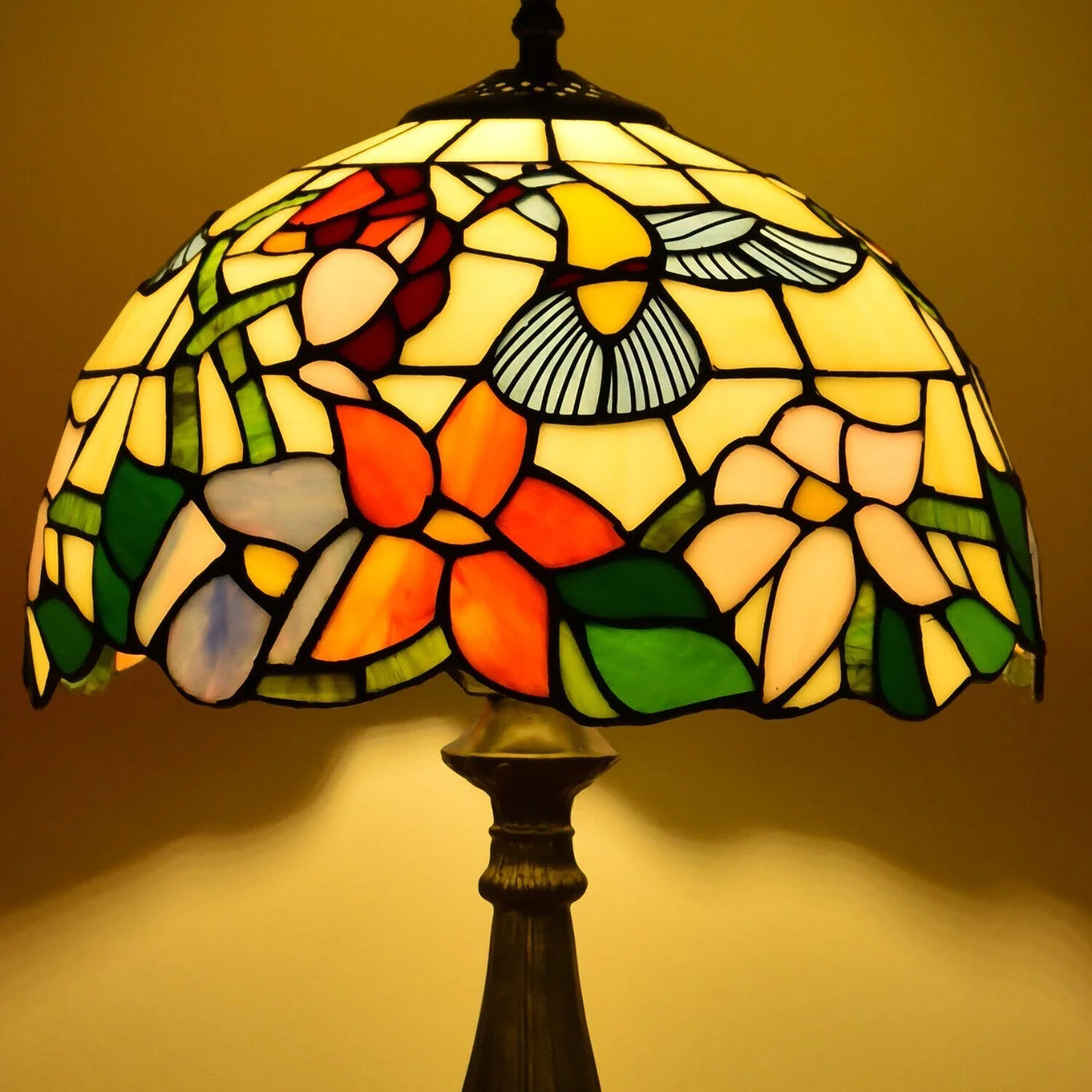 Tiffany Style Table Lamp Stained Glass Lamp Hummingbird Style Bedside Table Lamp Desk Reading Light 18" Tall Decor Bedroom Living Room Home Office