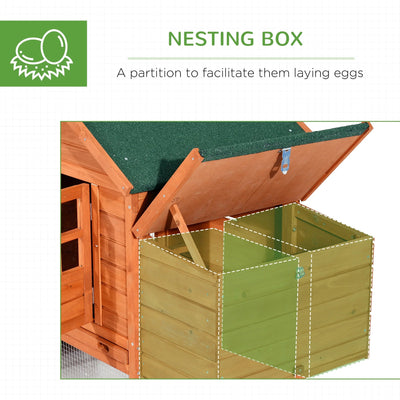 Pawhut Wooden Chicken Coop Nesting Box Poultry Cage Run Outdoor Backyard Large