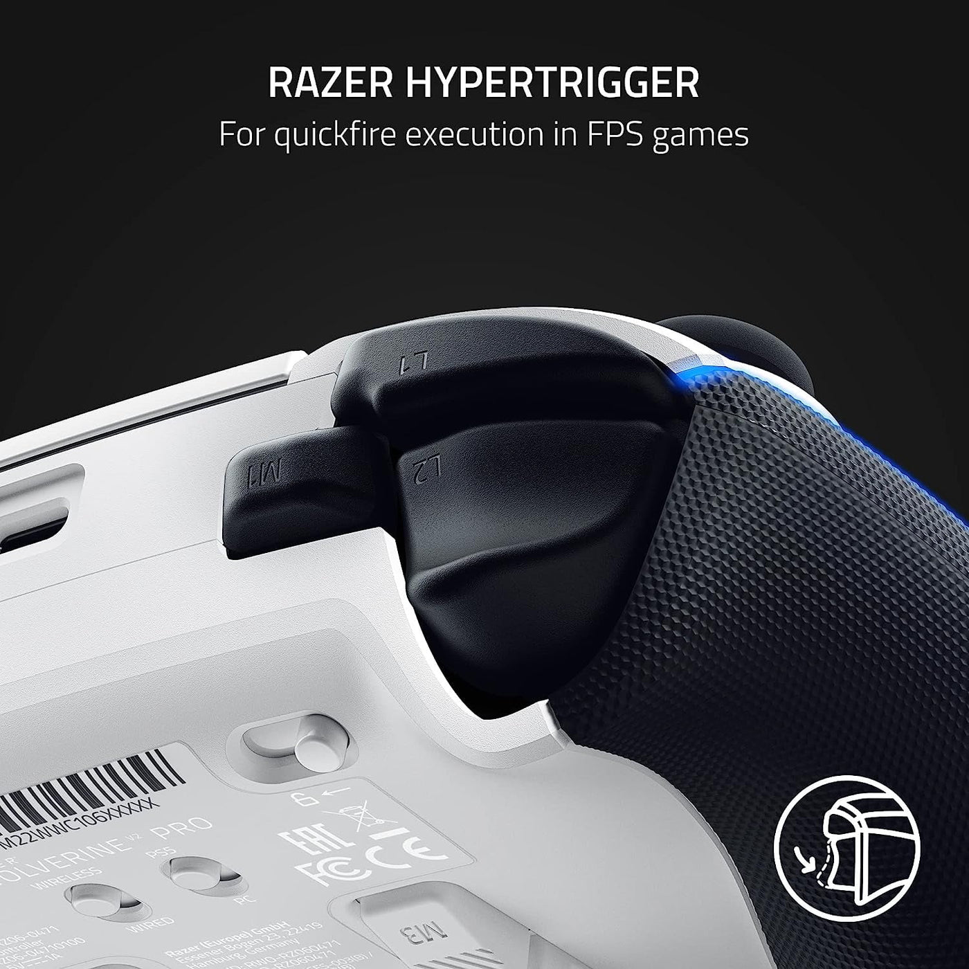 Razer Wolverine V2 Pro Wireless Gaming Controller for PlayStation 5 / PS5 PC: HyperSpeed Wireless - Mecha-Tactile Action Buttons - 8-Way Microswitch D-Pad - 6 Remappable Buttons - Chroma RGB - White