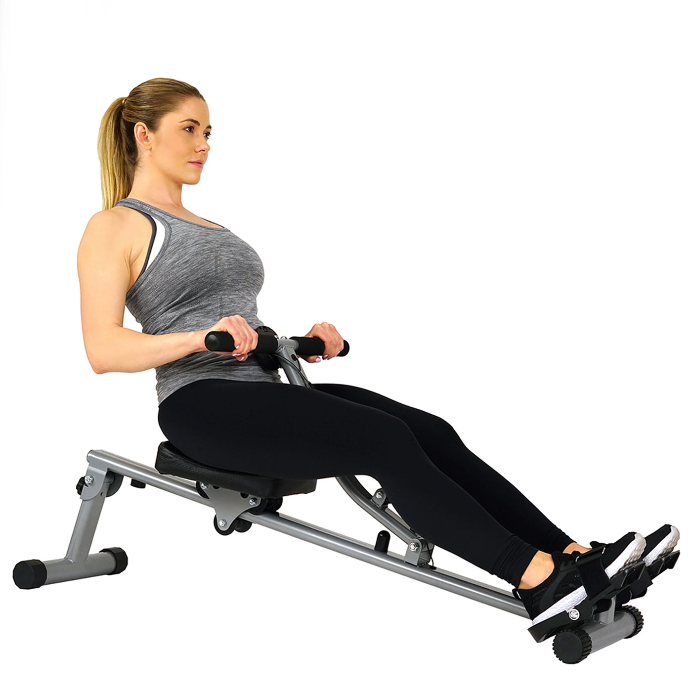 Sunny Health & Fitness SF-RW1205 12 Adjustable Resistance Rowing Machine Rower w/ Digital Monitor