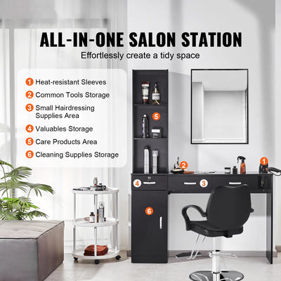 SKYSHALO Wall Mount Barber Salon Station for Hair Stylist Beauty Spa