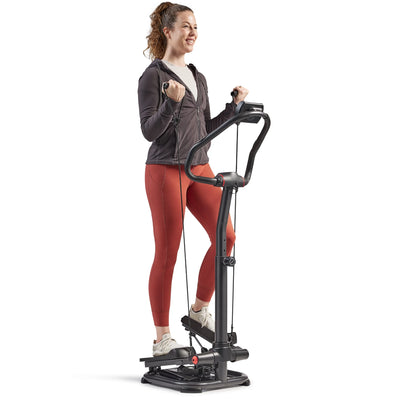 Sunny Health & Fitness Duo Function Premium Heavy Duty 330 LB Capacity Power Stepper with Resistance Bands, Space-Saving Low Impact Peddle w SunnyFit® App Enhanced Connectivity - SF-S021055…