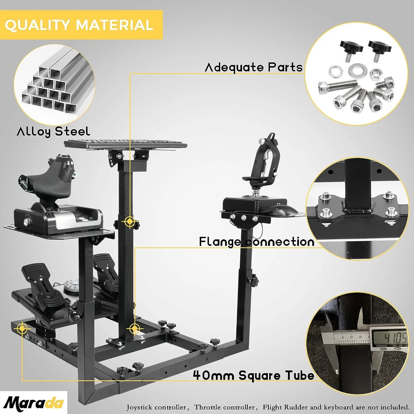 Marada Flight Simulator Cockpit Racing Wheel Stand Adjustable Fit for Thrustmaster HOTAS Warthog