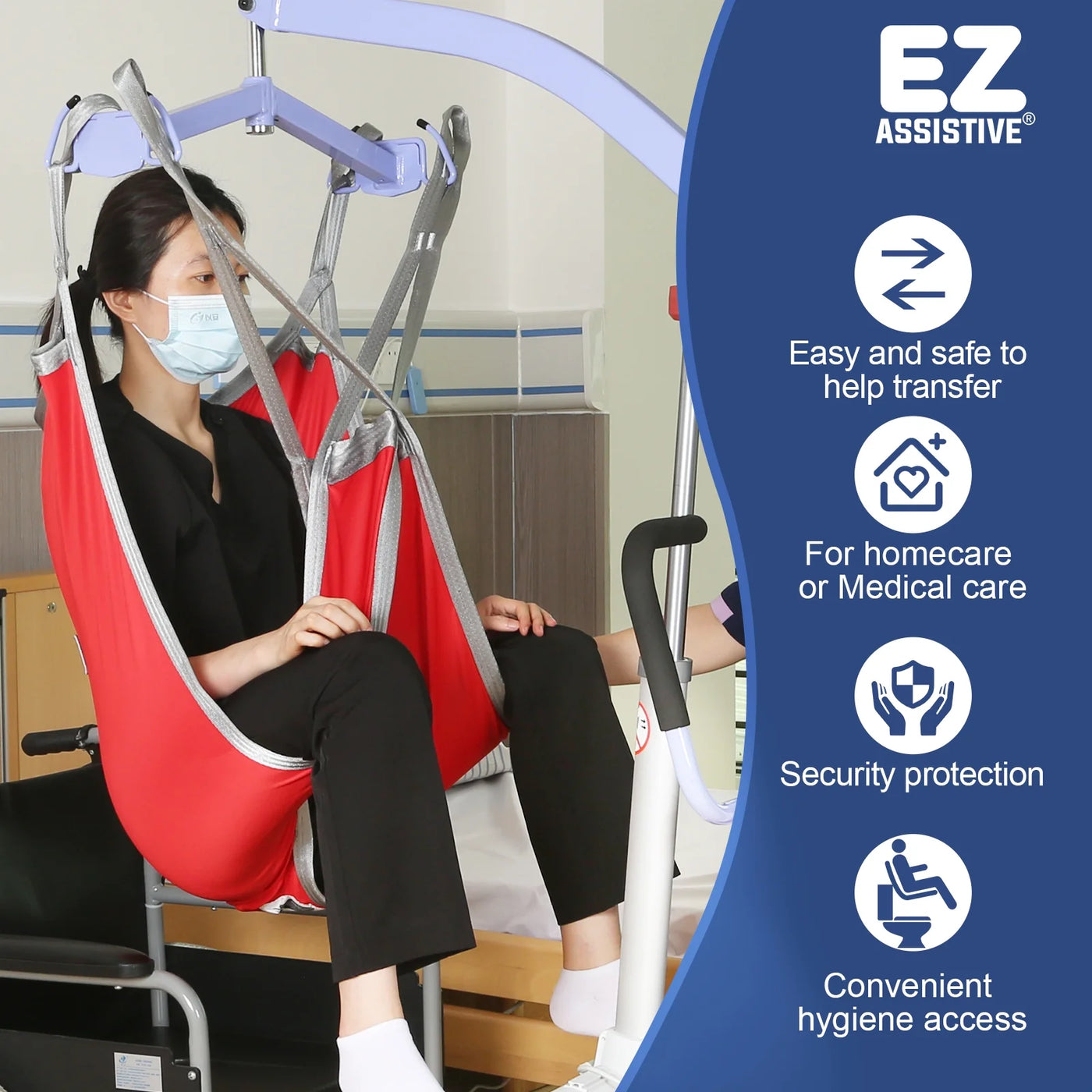 EZ Assistive Hoyer Lift Sling for Patient Transfer,Patient Lift Sling for Divided Leg,Hoyer Sling Transfer and Lift Patient Safely, 500lb Weight Capacity