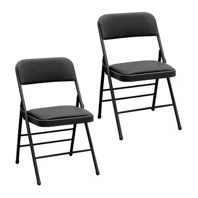 Amazingforless 2-Pack Folding Chair Foldable Metal Frame Chairs with Backrest&Padded Seats for Dining Meetings Wedding Events-Black