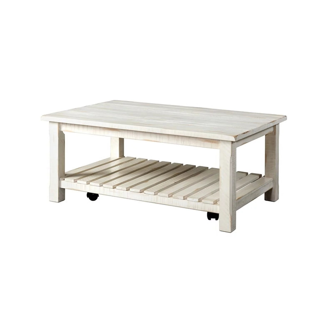 Bowery Hill Barn Door Solid Wood Coffee Table Antique White