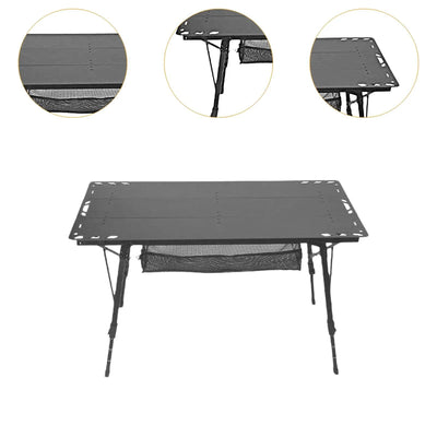 Miulika Folding Table Camping Table Foldable Small Table Sturdy Outdoor Table with Adjustable Legs for Camp Garden Barbecue Yard Boat Black