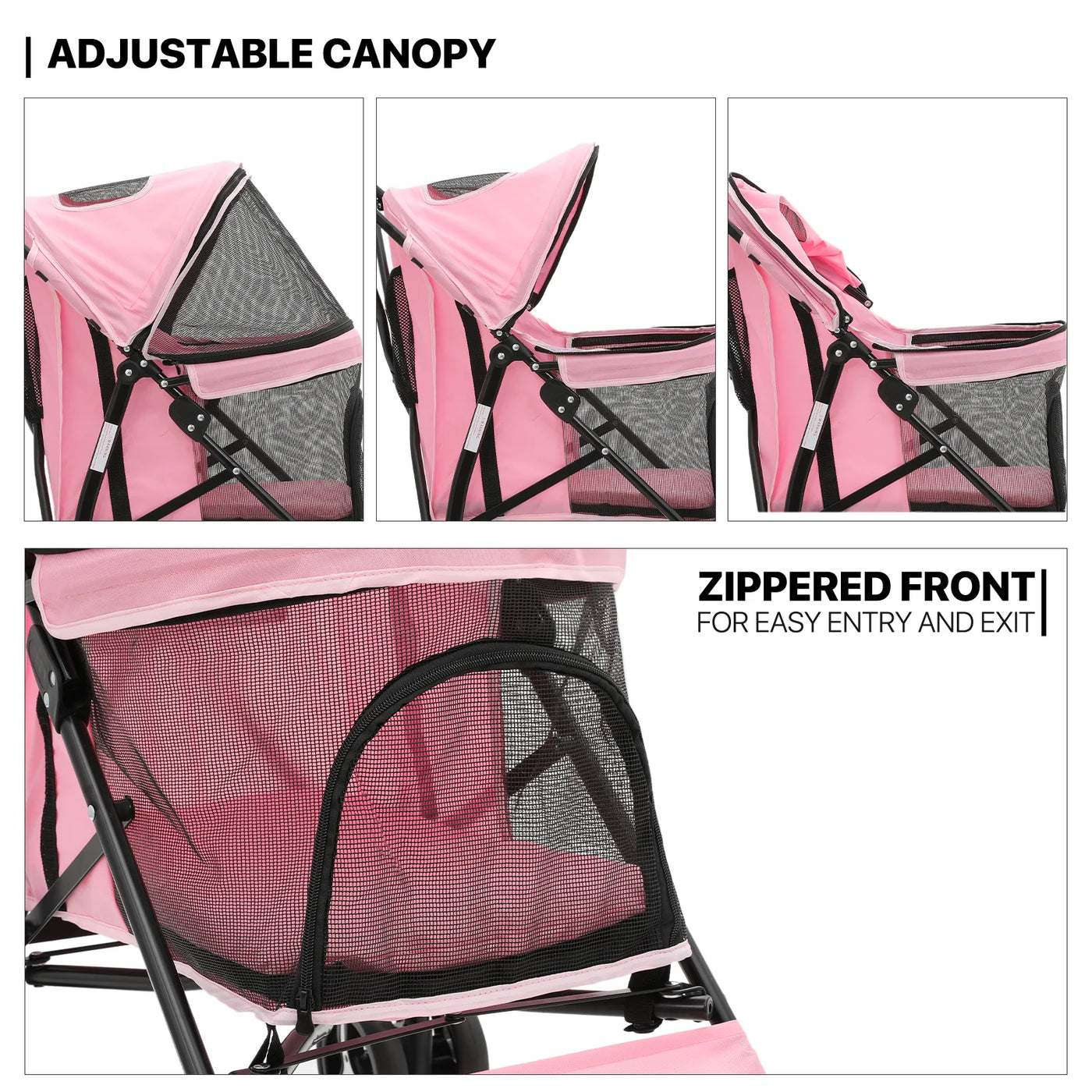 MoNiBloom Foldable Lightweight Dog Stroller for Small Medium Dogs, Pet Stroller,4 Wheel, Pink