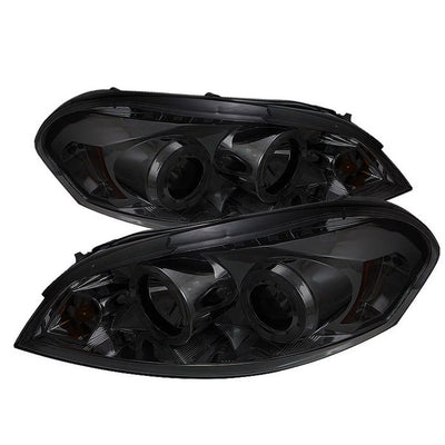 Spyder Chevy Impala 06-13 / Chevy Monte Carlo 06-07 - Projector Headlights - LED Halo - LED ( Replaceable LEDs ) - Smoke - High H1 (Included) - Low Fits select: 2006-2013 CHEVROLET IMPALA