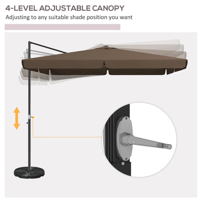 Royard Oaktree 10ft Cantilever Patio Umbrella, Outdoor Offset Umbrella with Tilt, Crank, Cross Base, Aluminum Pole, and Air Vent, Large Market Umbrella for Garden, Pool, Deck, Backyard, Tan