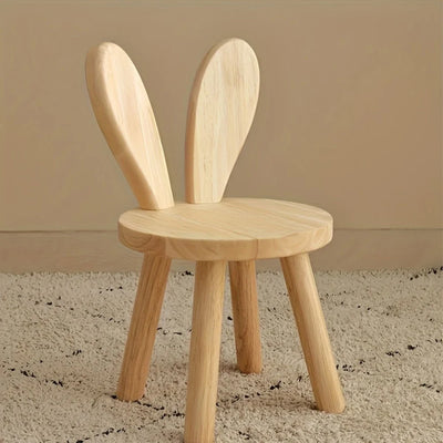 2pcs Whimsical Wooden Rabbit Ears Stool - Compact, Space-Saving, Simple Design, Solid Wood Construction, Cute Decorative Accent, Versatile Shoe Changing Stool for Door, Room, and Entryway