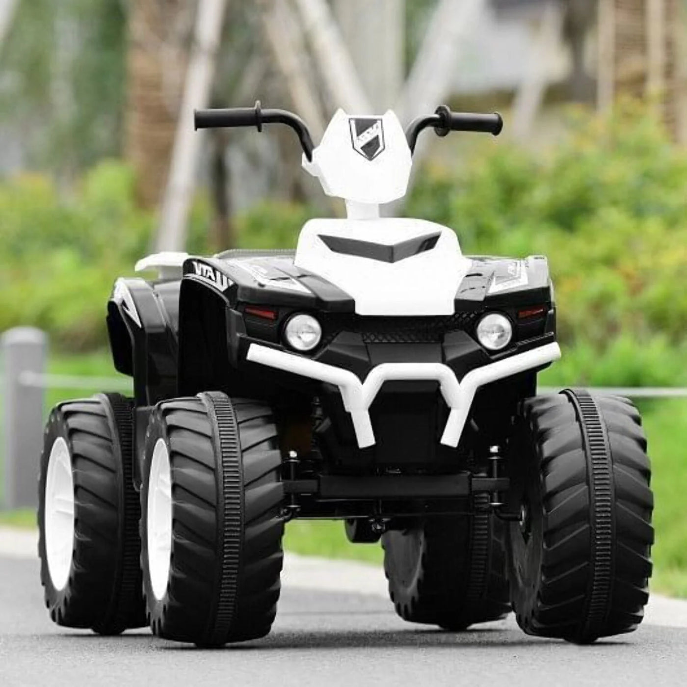 Electric ATV for Kids with LED Lights and Treaded Tires - White