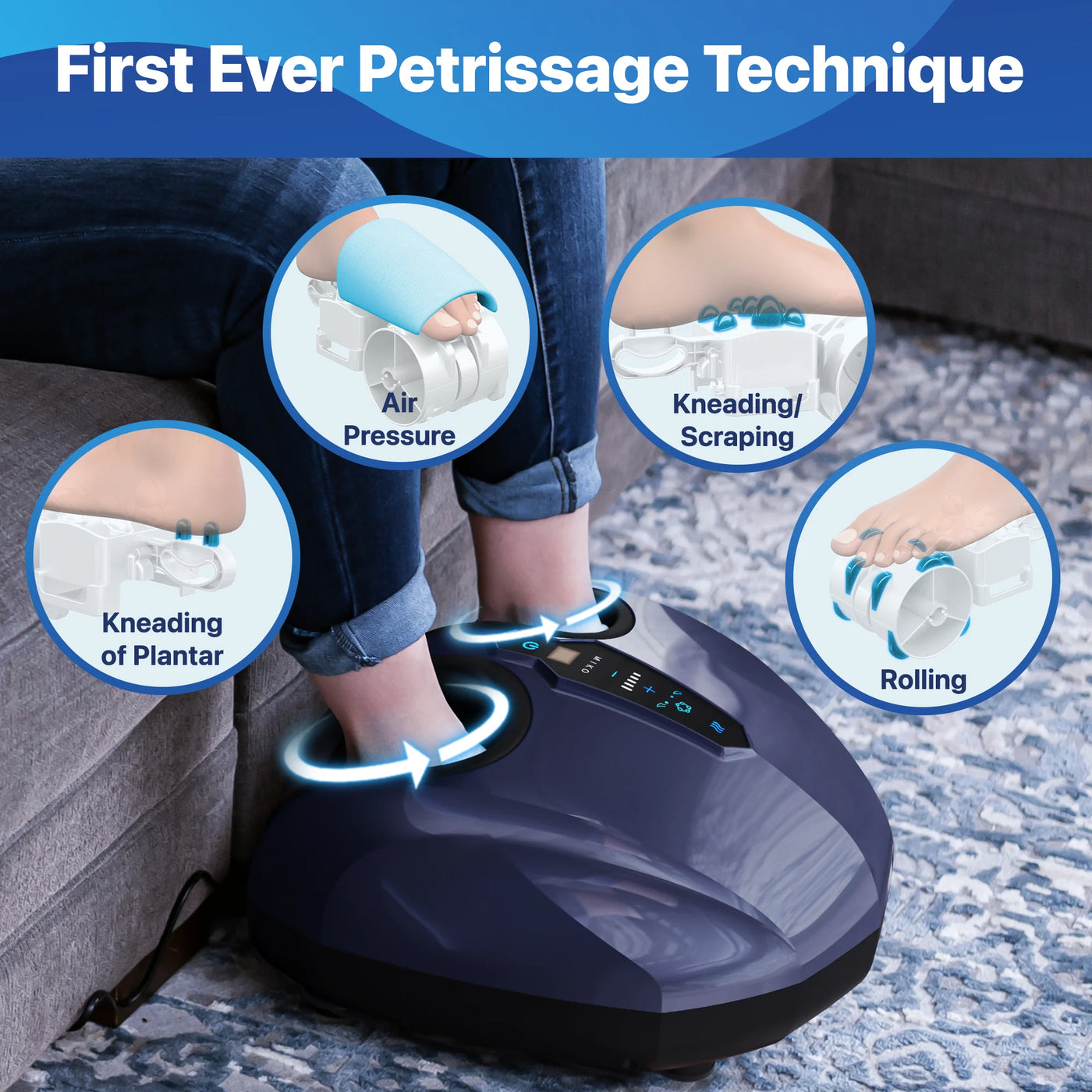 MIKO Shiatsu Foot Massager Machine - Deep Kneading, Shiatsu, Air Compression, and Heat Therapy - Touchscreen - 2 Wireless Remotes