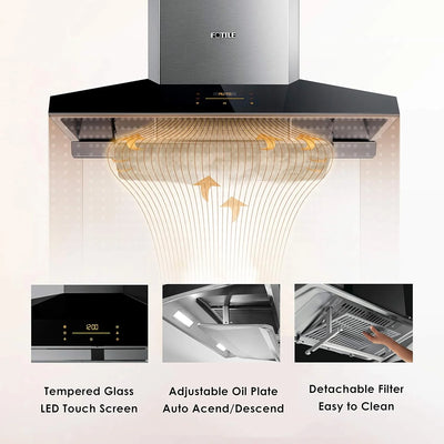 FOTILE Perimeter Vent Series 36 in. 1100 CFM Wall Mount Range Hood with 2 LED light and Touchscreen in Stainless Steel