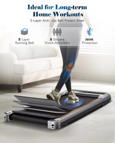 Naipo Treadmill Walking Pad 2.5HP with LCD Display Portable Wheels and Max Capacity 265lb for Home Use