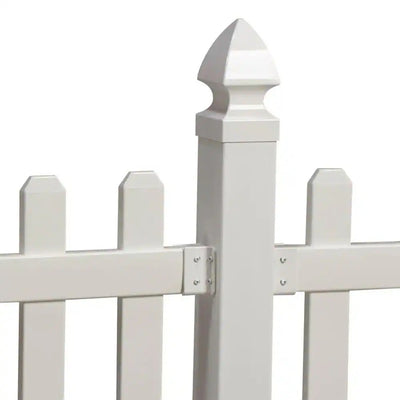 Veranda Glendale 4 ft. H x 8 ft. W White Vinyl Spaced Picket Unassembled Fence Panel with Dog Ear Pickets