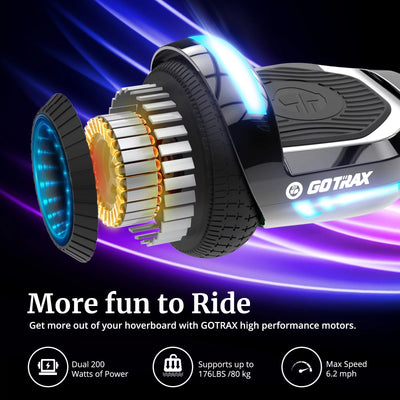 GOTRAX GLIDE PRO Bluetooth Hoverboard, 6.5" Wheels and 7 Colors Lights Self Balancing Scooters for 44-176lbs Kids Adults Silver