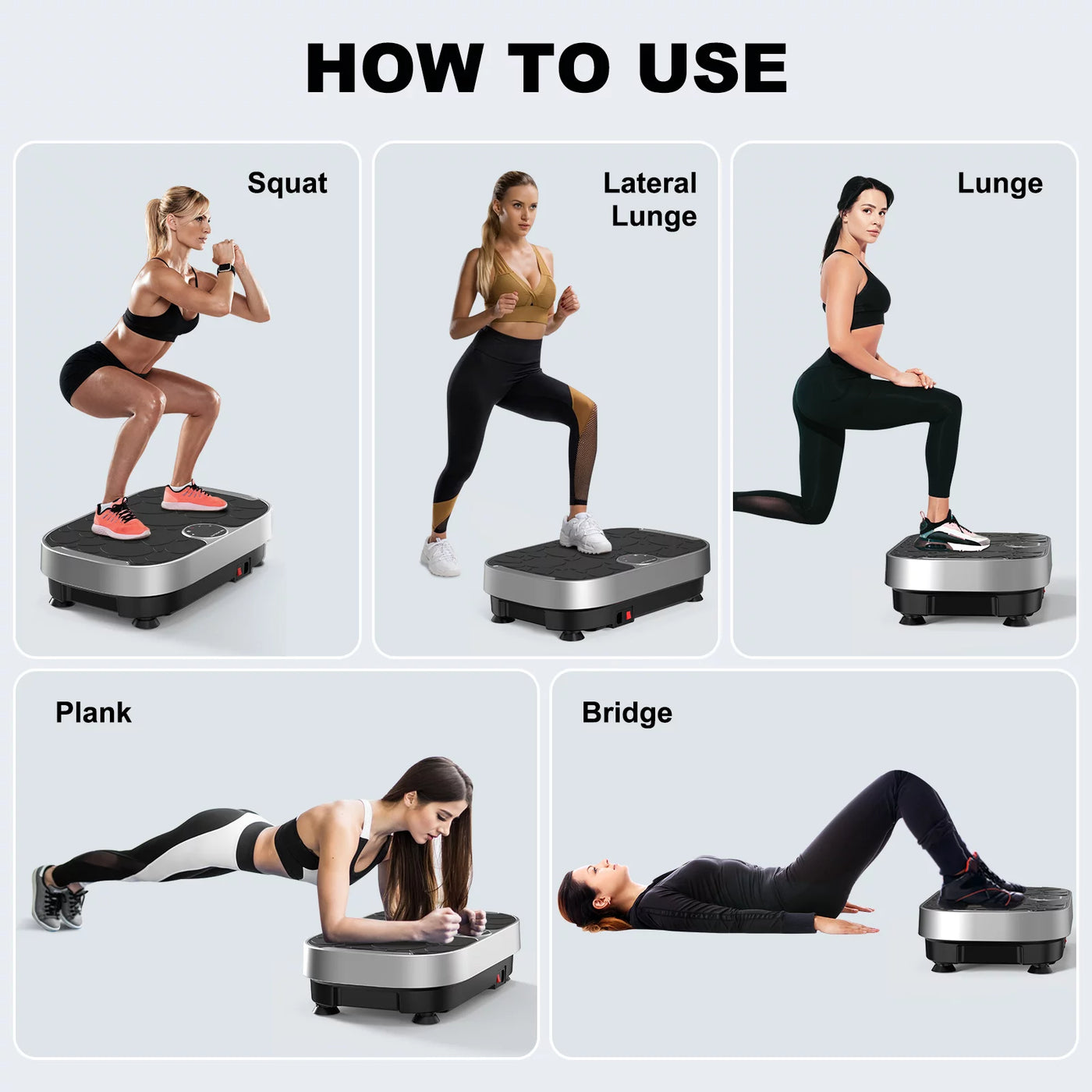 Vibration Plate Power Vibrate Fitness Platform Exercise Machine for Lymphatic Drainage Weight Loss Fat Burner with Loop Bands Remote Control RELIFE REBUILD YOUR LIFE