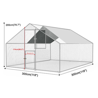 Kkonetoy 10 X 10 X 6.6ft Large Metal Chicken Coops, Outdoor Duck Walk-in Run Poultry Cage, Walk-in Hen House& with Waterproof Cover