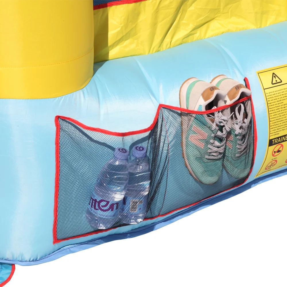 Track 7 Inflatable Bounce House,Inflatable Jumping Castle with a Basketball Hoop,Slide,Three Balls