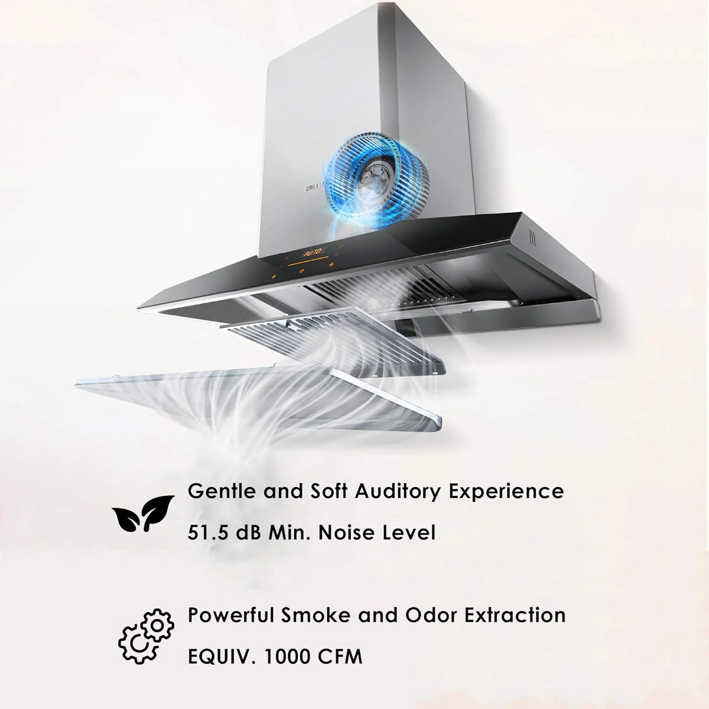 FOTILE Perimeter Vent Series 36 in. 1100 CFM Wall Mount Range Hood with 2 LED light and Touchscreen in Stainless Steel