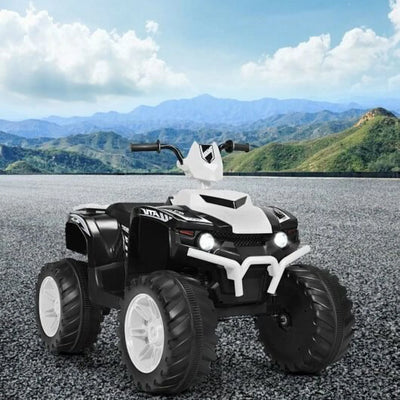 Electric ATV for Kids with LED Lights and Treaded Tires - White