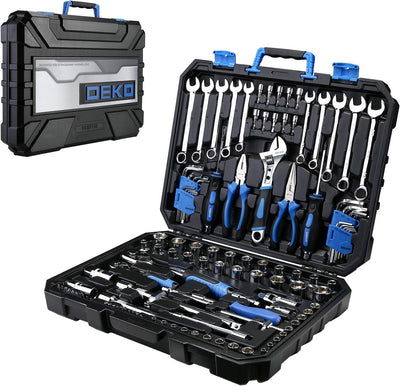 DEKOPRO 118 Piece Tool Kit Professional Auto Repair Tool Set Combination Package Socket Wrench with Most Useful Mechanics Tools