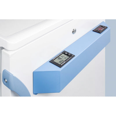 Built-in undercounter medical/scientific -25C capable all-freezer with front control panel equipped with a digital thermostat and NIST calibrated thermometer/alarm