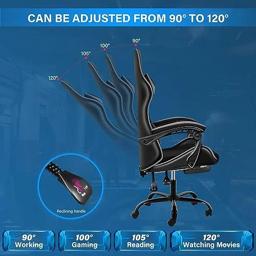 YSSOA Gaming Chair with Footrest, Big and Tall Gamer Chair, Racing Style Adjustable Swivel Office Chair, Ergonomic Video Game Chairs with Headrest and Lumbar Support