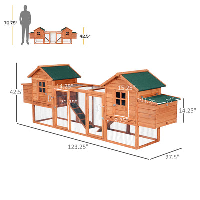 Pawhut Wooden Chicken Coop Nesting Box Poultry Cage Run Outdoor Backyard Large