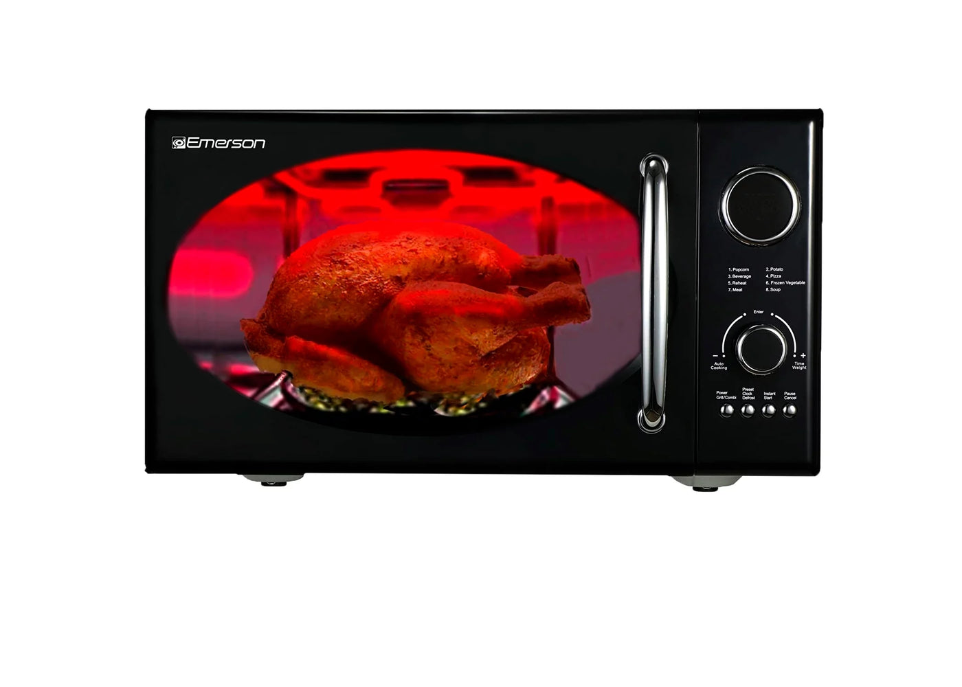 Emerson 0.9 Cu Ft, 800W Retro Black Microwave Oven with Grill, MWRG0901BK