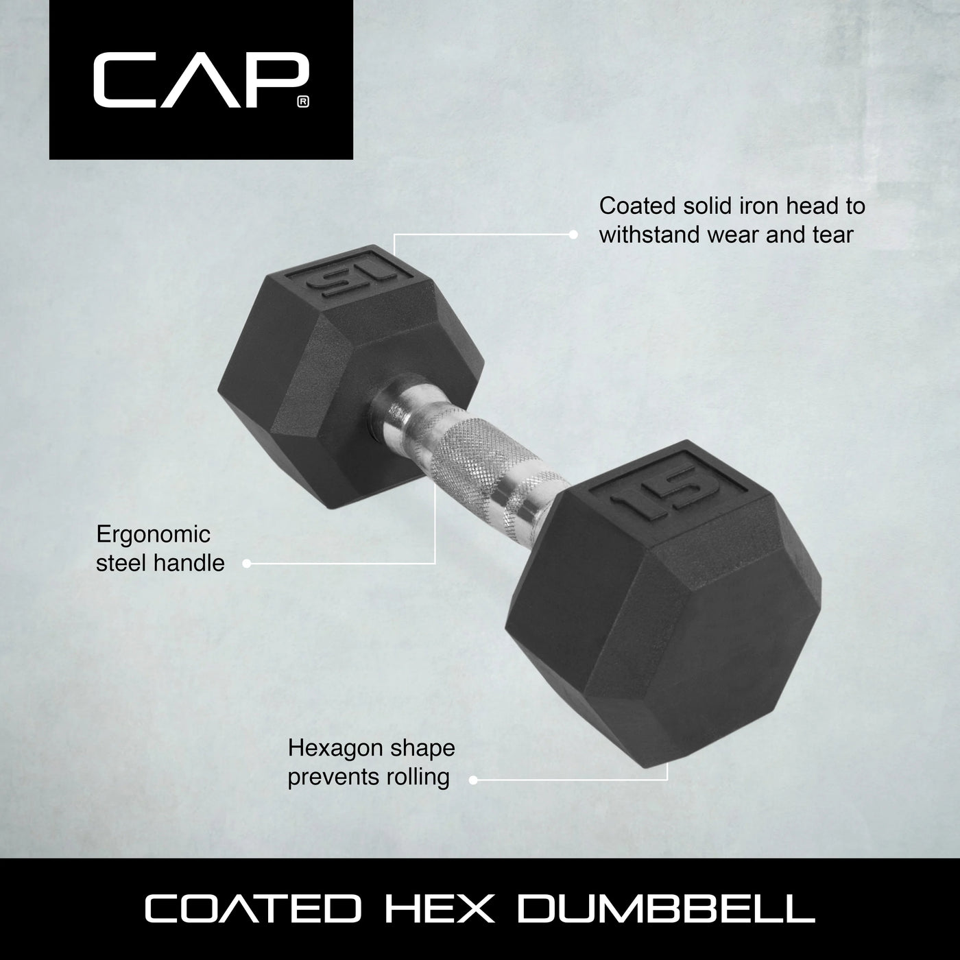 (2 pack) CAP Barbell, 60lb Coated Hex Dumbbell, Single