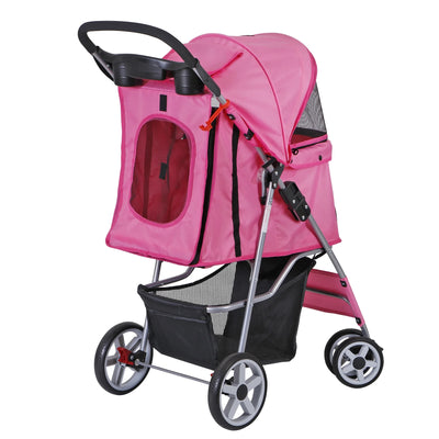 ZENY 4 Wheel Foldable Dog Pet Stroller - Pink