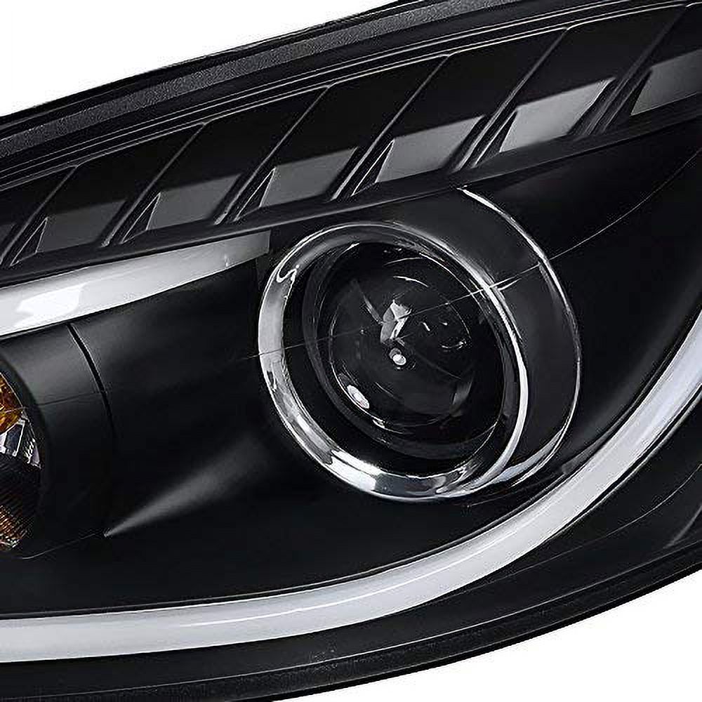 DRL LED Light Bar Strip Projector Headlight Head Lamp Replacement in Black Housing Clear Lens Made For And Compatible With 2006 - 2013 Chevy Chevrolet Impala 06 07 08 09 10 11 12 13