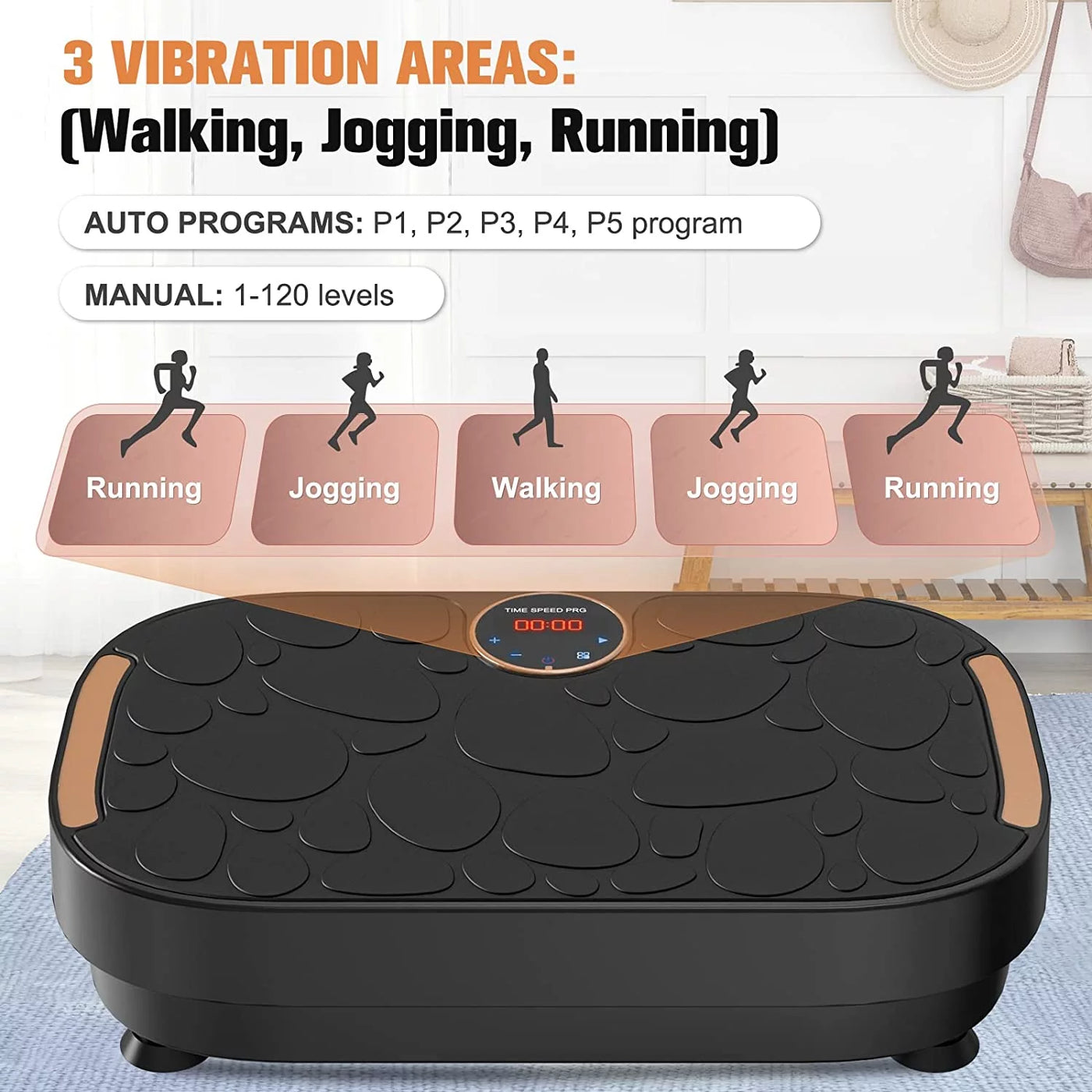 Vibrate Plate Exercise Machine Vibration Platform for Home Gym Whole Body Workout Weight Loss Shaping Toning with Resistance Bands,330lbs,Black RELIFE REBUILD YOUR LIFE