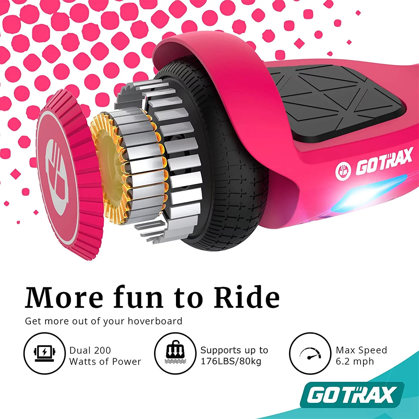 GOTRAX Edge Hoverboard for Kids Adults, 6.5" Tires 6.2mph & 2.5 Miles Self Balancing Scooter, Pink