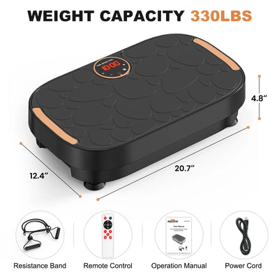 Vibrate Plate Exercise Machine Vibration Platform for Home Gym Whole Body Workout Weight Loss Shaping Toning with Resistance Bands,330lbs,Black RELIFE REBUILD YOUR LIFE