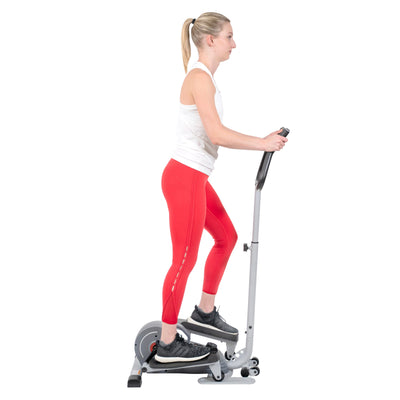 Sunny Health & Fitness Compact Magnetic Standing Elliptical Machine w/ Handlebars - Portable Workout Stepper for Home, SF-E3988