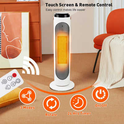 Space Heaters with 1500W PTC Oscillating Ceramic Heaters and Remote, 24h Timer for Office Room Indoor Use