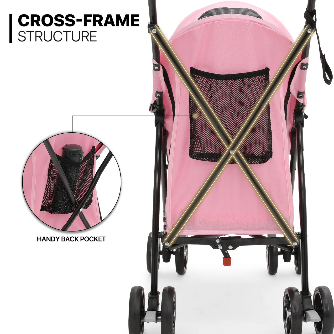 MoNiBloom Foldable Lightweight Dog Stroller for Small Medium Dogs, Pet Stroller,4 Wheel, Pink