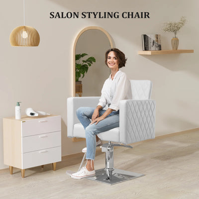 OmySalon Salon Chair for Hair Stylist Wide Seat, Hydraulic Barber Chair with Aluminium Alloy Footrest, Pink Hair Salon Chair Styling Heavy Duty, Beauty Spa Cosmetology Shampoo Hairdressing Equipment