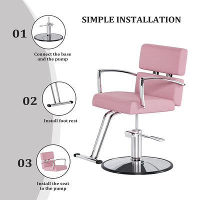 OmySalon Salon Chair Heavy Duty for Stylist, Barber Chair Pink 360 Degree Swivel, Hydraulic Pump for Hair Cutting, Beauty Spa Styling Hairdressing Tattoo Equipment