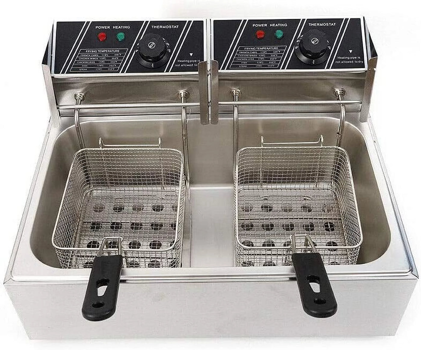 Miumaeov Stainless Steel Deep Fryer with Frying Baskets and Lid, 12.7QT/12L Capacity Countertop Deep Fryer, Frying Machine