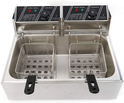 Miumaeov Stainless Steel Deep Fryer with Frying Baskets and Lid, 12.7QT/12L Capacity Countertop Deep Fryer, Frying Machine