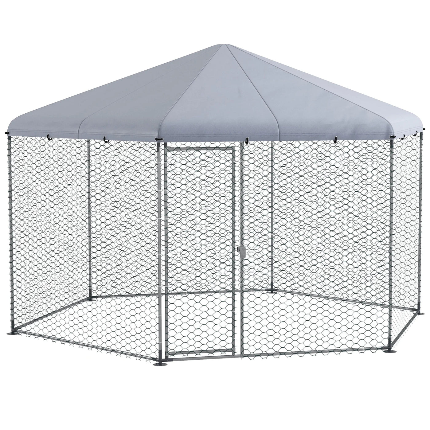 GFVCNIO PawHut Large Metal Coop Run for Ducks and Rabbits with Waterproof and Anti-UV Cover Walk-in Poultry Cage Hen House for Outdoor and Yard Farm Use 13‘ x 11.4‘ x 8.6‘