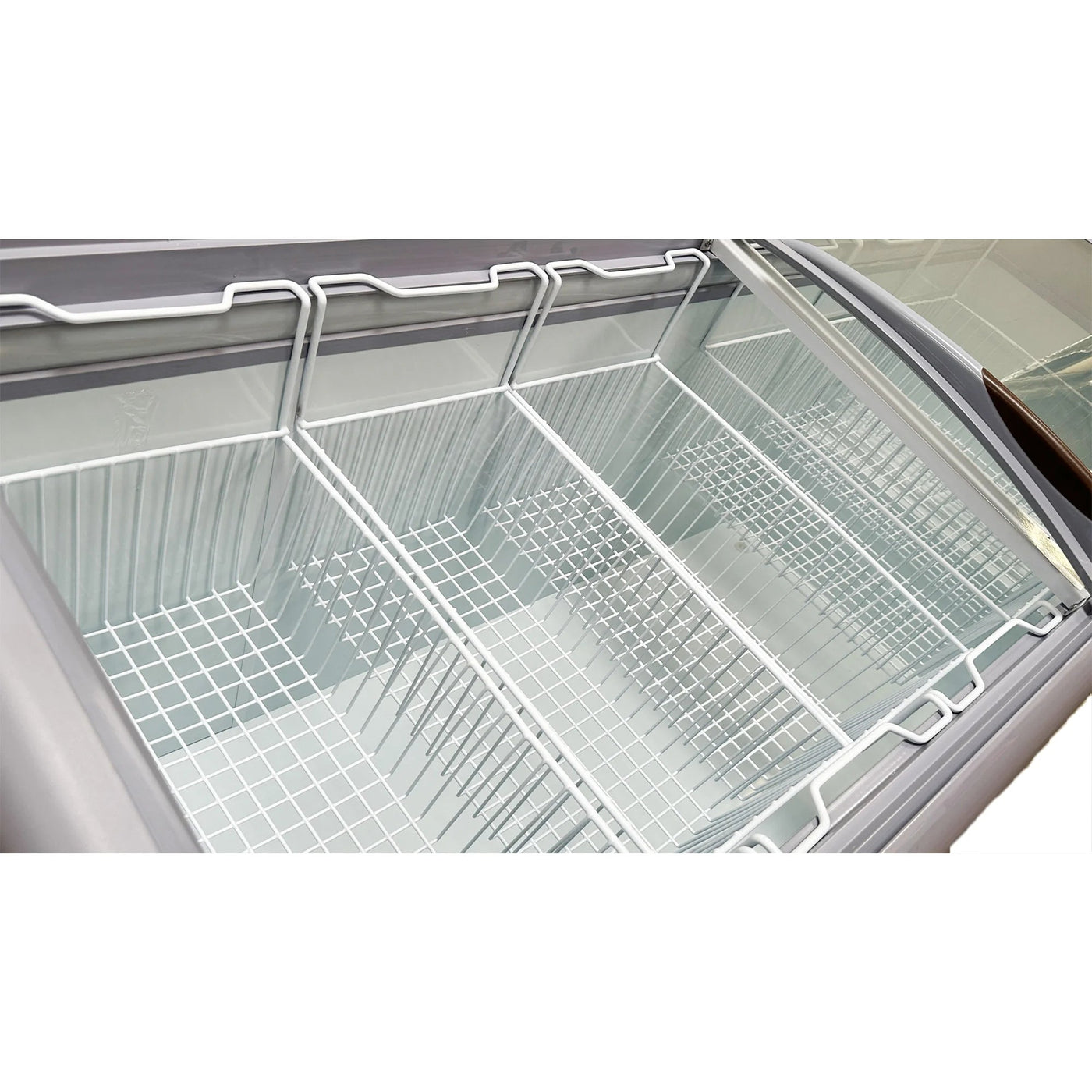 72 in. Curved Lid Glass Commercial Chest Freezer, 14.5 Cu. Ft.