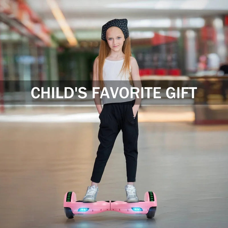 SISIGAD Hoverboard, 10 Mph Max Speed, Hoverboard with Bluetooth and LED lights, 6.5" Self Balancing Electric Hoverboard for Kids Adults Gifts, Pink